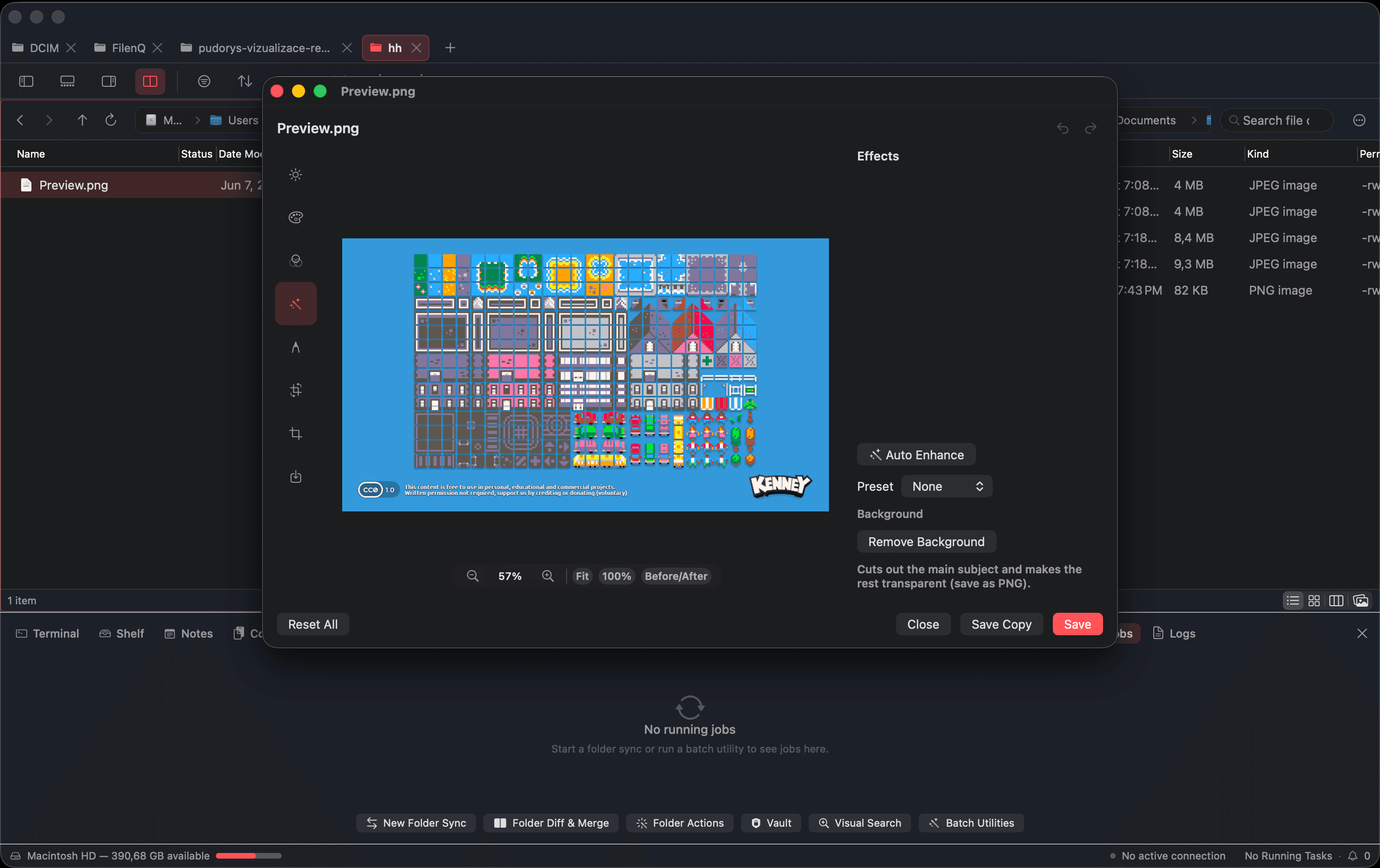 Built-in image editor with auto enhance, presets and background removal